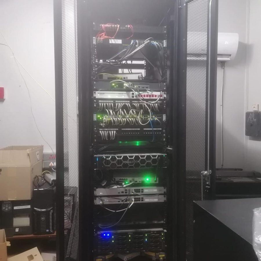 Server cabinet before cleanup